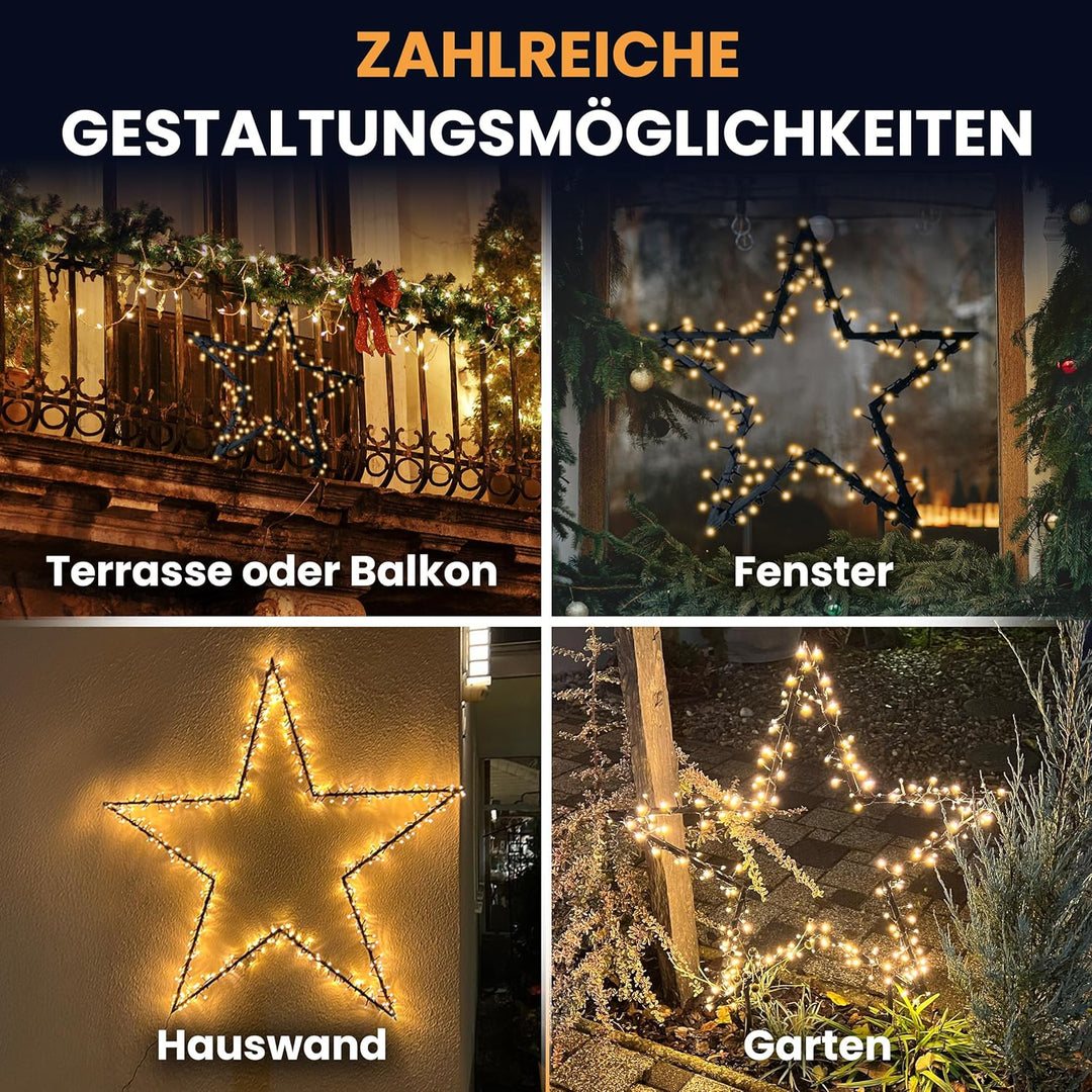 Gartenpirat Gartenstern mit Erdspiess Ø 60 cm 150 LED warmweiss mit Timer-Funktion Gartenstecker Wei