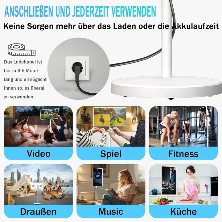 OFD 32 Zoll FHD Smart Portable TV auf Rädern,Rolling TV 1080P Touchscreen Android 15 OS Monitor,6GB