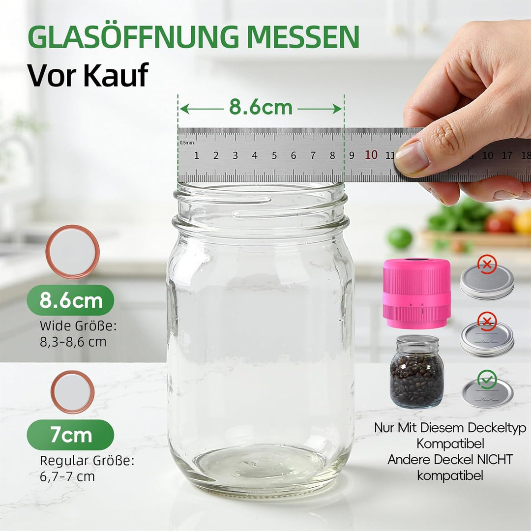 Elektrisches Vakuumierer für Einmachgläser, Elektrische Mason Jar Vakuum Sealer für Breite und Norma