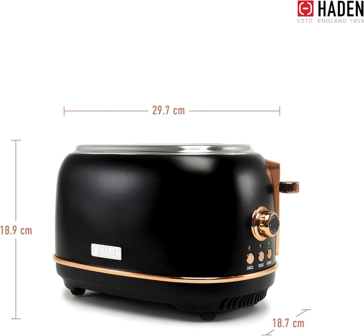 Haden Heritage Black and Copper 2 Scheiben Toaster, schwarz