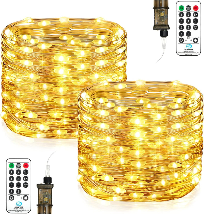 Vacoulery Lichterkette Innen mit Stecker, 2 Stück 15M 150LEDs Lichterkette Aussen mit Timer Fernbedi