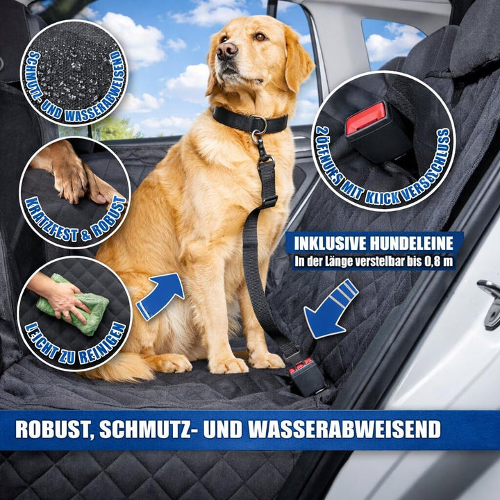 BigDean Autoschondecke Hund Rücksitz mit Sichtfenster & Seitenschutz | Wasserdichte Hundedecke Auto