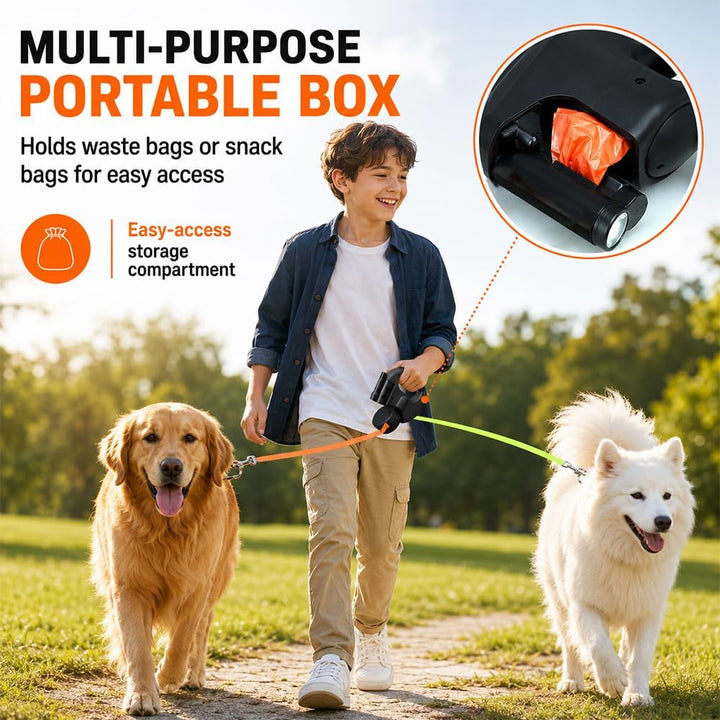 Doppelte Einziehbare Hundeleine, 3M Flexible Einziehbare Hundeleine Doppelleine fur Zwei Hunde mit L