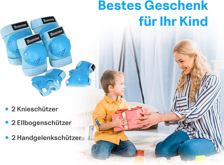 BOSONER Knieschoner Kinder Schoner Inliner Protektoren 6er Set Schützer Inliner Inline Skates Knie U