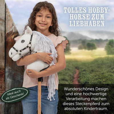 Pink Papaya Hobby Horse Mia, mit Halfter und Trense, Steckenpferd fürs Hobby Horsing, Pferd zum Reit