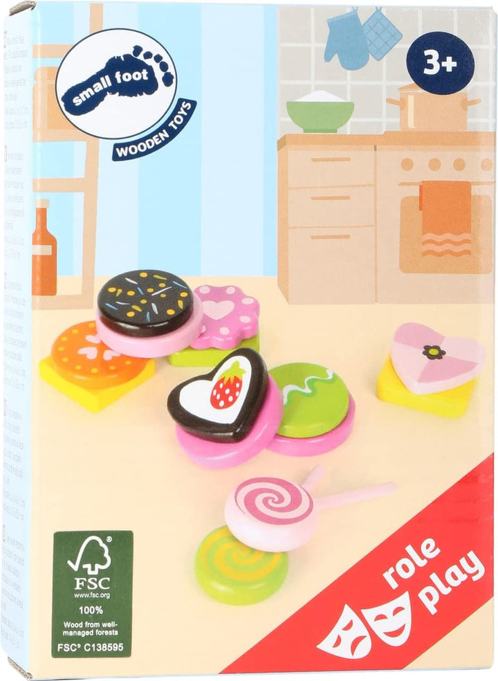 small foot 10888 Süssigkeiten Set aus Holz für Kinder, Kinderküche und Kaufmannsladen Zubehör Spielz
