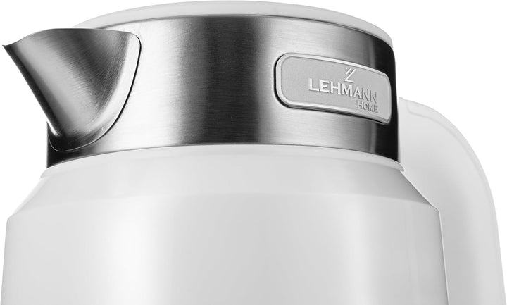 LEHMANN Elektrischer Wasserkocher Edelstahl 2L, 2200W, Schnelles Aufheizen, Doppelwand Design, 360°