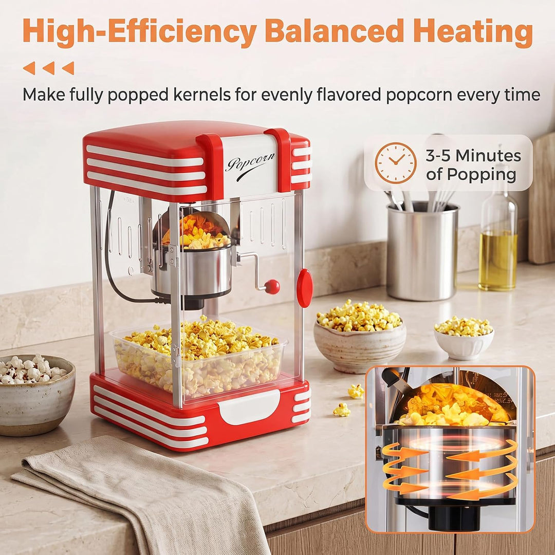 GIANTEX Popcornmaschine gross mit Edelstahlkessel &amp; Halogenlampe, Retro Popcorn Maschine im Kinostil
