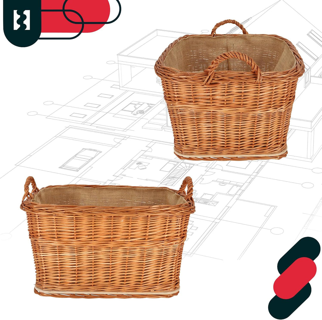 KOTARBAU® Weidenkorb für Brennholz - Holzkorb für Kaminholz - Erntekorb - 55x45 cm - Kaminholzkorb m