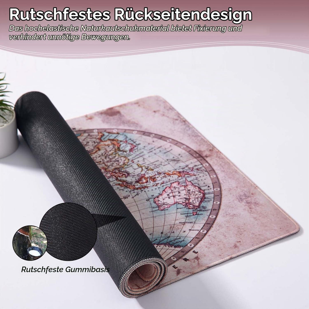Mauspad Weltkarte XXXL 90 x 40cm, Schreibtischunterlage Weltkarte | Mausunterlage Gross, Keyboard an