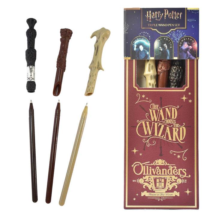 Harry Potter Zauberstab-Stift 3er Set, Schreibwaren zum Schreiben, Geschenke und Merchandise