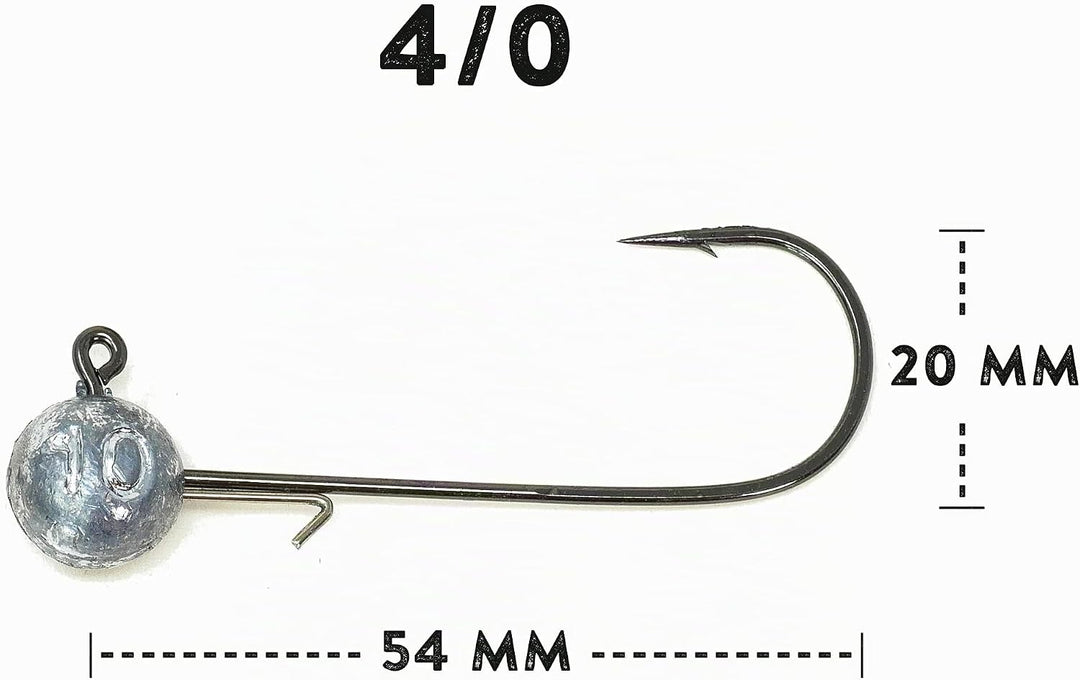 Zanderfang – Jigköpfe Angelhaken-Set Jighaken – Jigkopf Grösse 2/0 und 4/0 für Gummiköder von 8cm bi