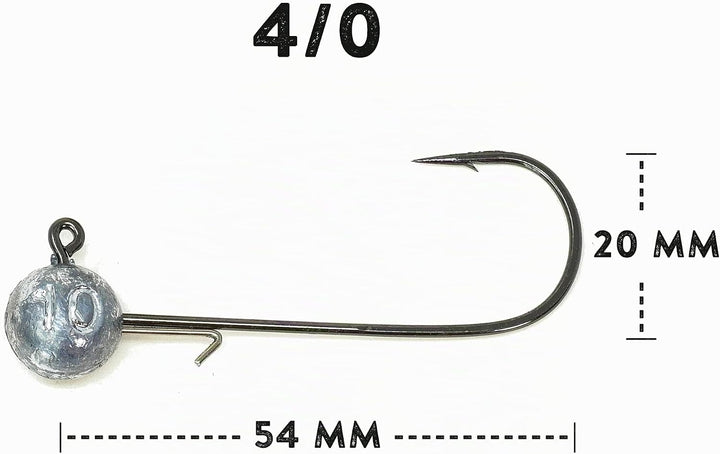 Zanderfang – Jigköpfe Angelhaken-Set Jighaken – Jigkopf Grösse 2/0 und 4/0 für Gummiköder von 8cm bi