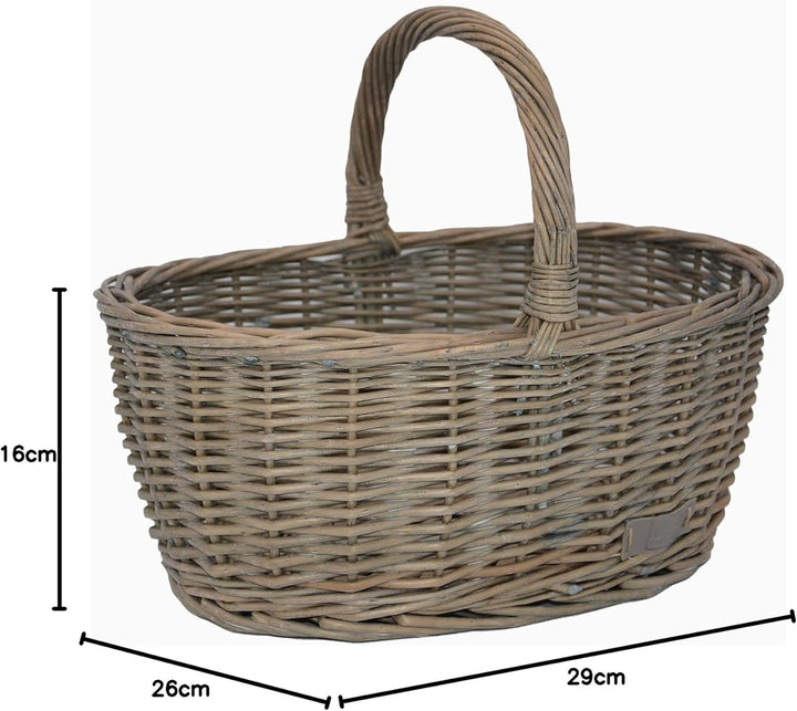 UNUS Weidenkorb Picknickkorb Einkaufskorb Henkelkorb 36x16x26cm(LxHxB) grau Grau mittel, Grau mittel