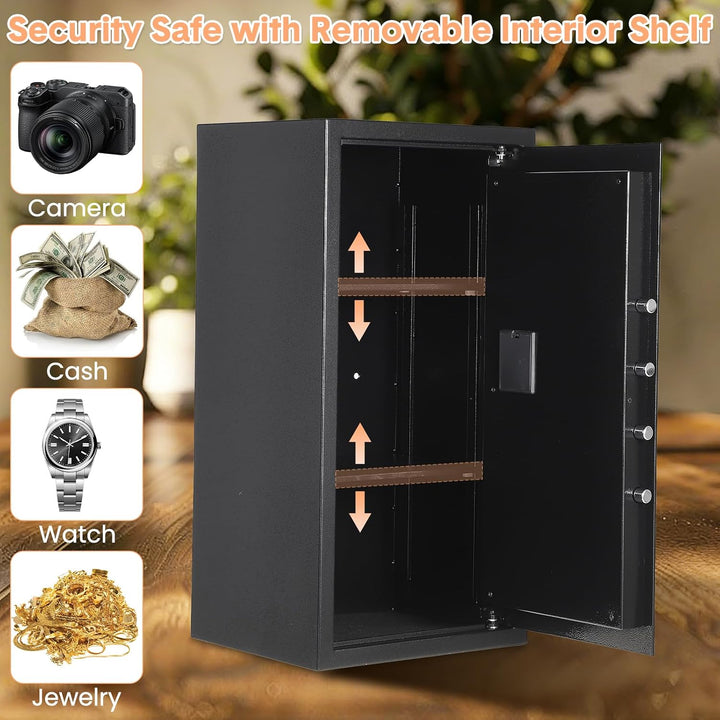 Garvee 74L Safe Tresor mit Zahlencode, Schlüssel &amp; Feuerfester Tasche, Tresor für Zuhause / Hotel, A