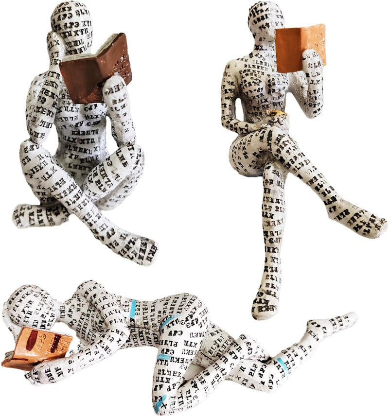 PIGPIGFLY 3pcs Leserstatue,Deko Figuren,Deko Wohnzimmer,Home Store Dekoration, Leser,Modern Abstract