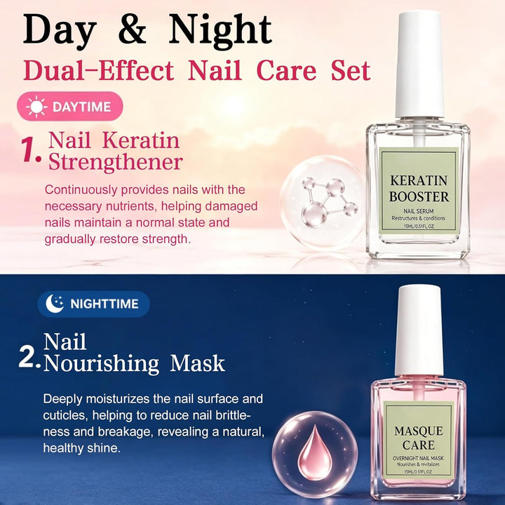 Duo Day &amp; Night Nagelpflegeöl Set,Nagelhärter Extra Stark,Nährendes Nagelöl | Nail Care Kit:1 Nagelh