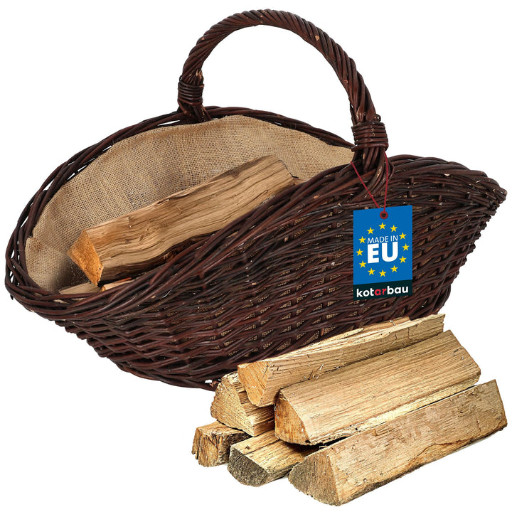 KOTARBAU® Weidenkorb für Brennholz - Holzkorb für Kaminholz - Erntekorb - 64 x 40 x 39 cm - Kaminhol