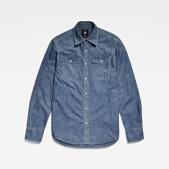 G-STAR RAW Herren 3301 Straight Shirt Jeanshemd Regular XS Blau (Faded Cricket Blue D12698-d311-d891