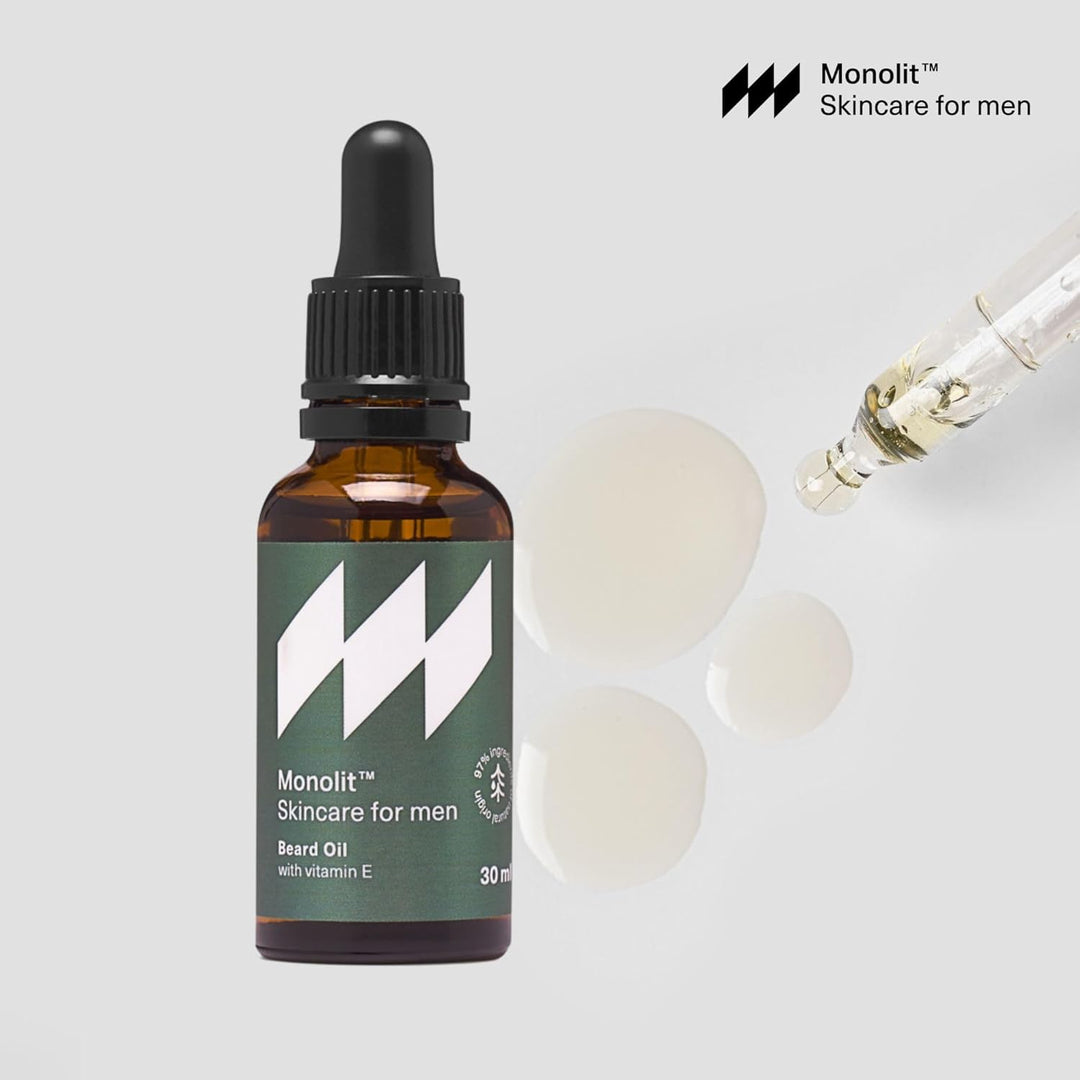 Monolit - Bartöl für Herren mit Avocadoöl, Jojobaöl, Arganöl und Vitamin E 30 ml - Flasche mit Pipet