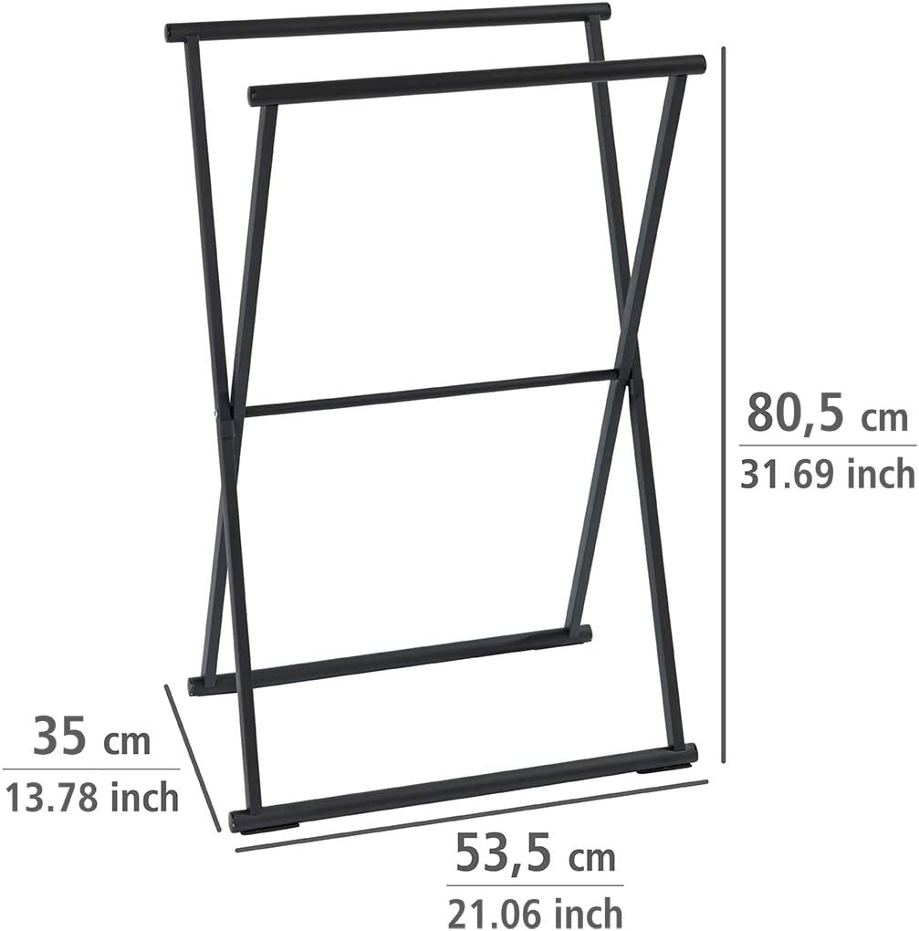 WENKO Handtuchständer Lava Schwarz matt, Masse (B x H x T): 53.5 x 80.5 x 35 cm, Schwarz