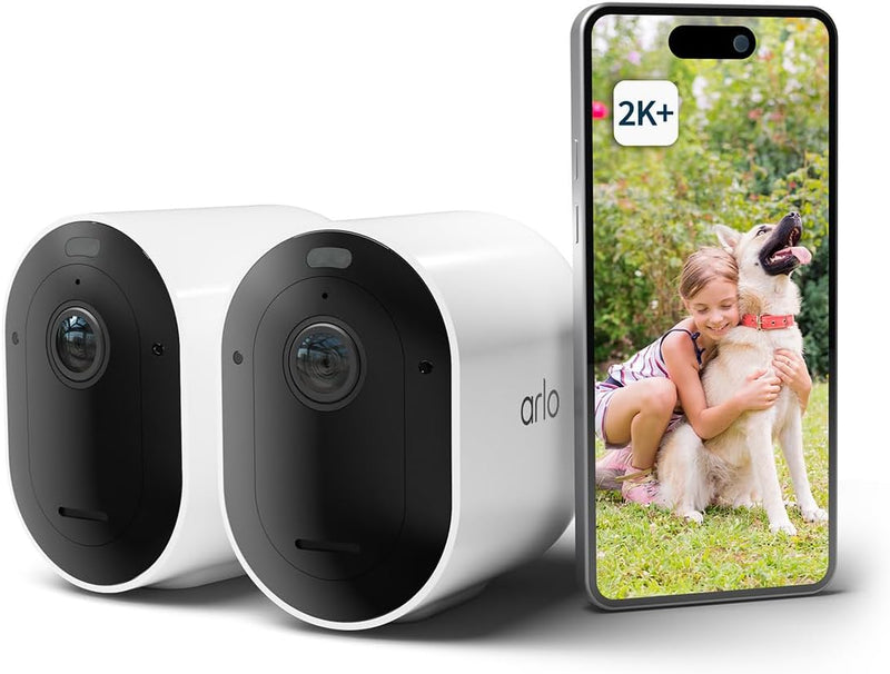 Arlo Pro 5 Überwachungskamera Aussen WLAN, 2K+ HDR Video, Kabellos, Verbesserte Farbnachtsicht, 160°