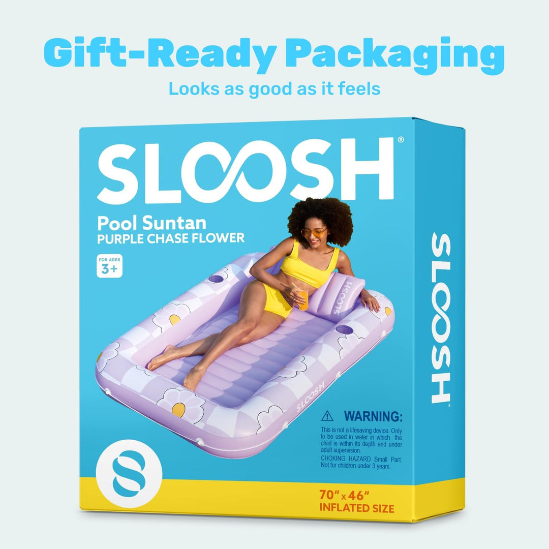 SLOOSH Aufblasbare Tanning Pool, 70" x 46" Grosse aufblasbarer Luftmatratze für Erwachsene mit Kisse