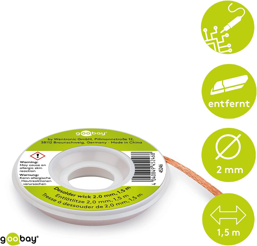 Ersa Lötkolben Multitip C 25 25W 230V 0920BD &amp; Goobay 45246 Entlötlitze 2mm reines Kupfer Entlötdrah