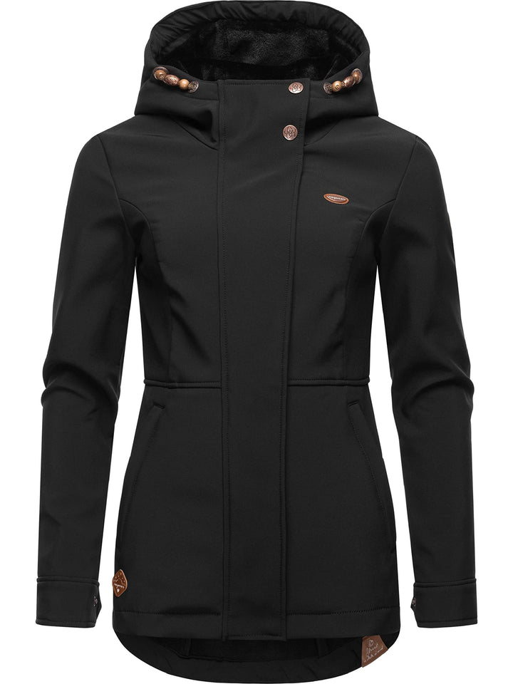 Ragwear Damen Übergangsjacke Softshelljacke wasserdicht atmungsaktiv mit Kapuze Yba XS-6XL 4XL Black