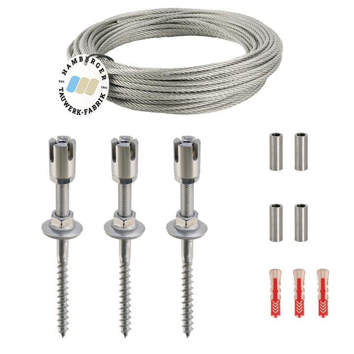 Edelstahl Ranksystem/Rankhilfe "M" - Wandabstand 50mm (Set 2) mit 3 Wandhaltern Set 2 - 3 Wandhalter