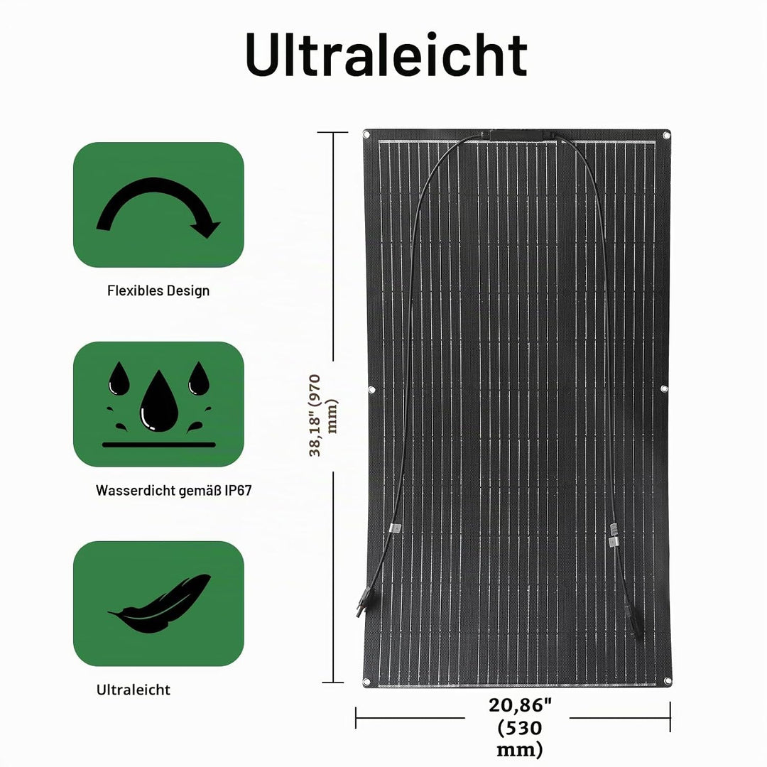 200W 12V Flexibel Solarpanel ETFE 2 * 100W Monokristallin Solarmodul für 12V/24V Batterien Marine Wo