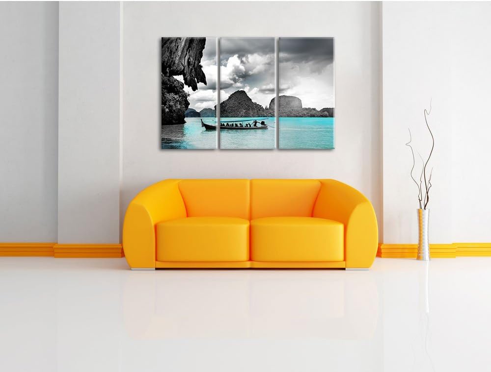 Pixxprint Thailand Phuket Playa Paradisiaca / 3-Teilig/Gesamtmass 120cm Leinwandbild bespannt auf Ho