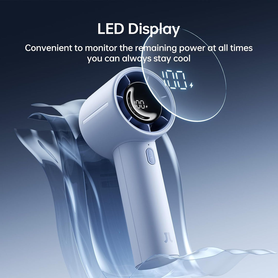 JISULIFE Handventilator Mini, 5000 mAh Handventilator Akku Aufladbar, Kühlung bis zu 28 Stunden, 5 G