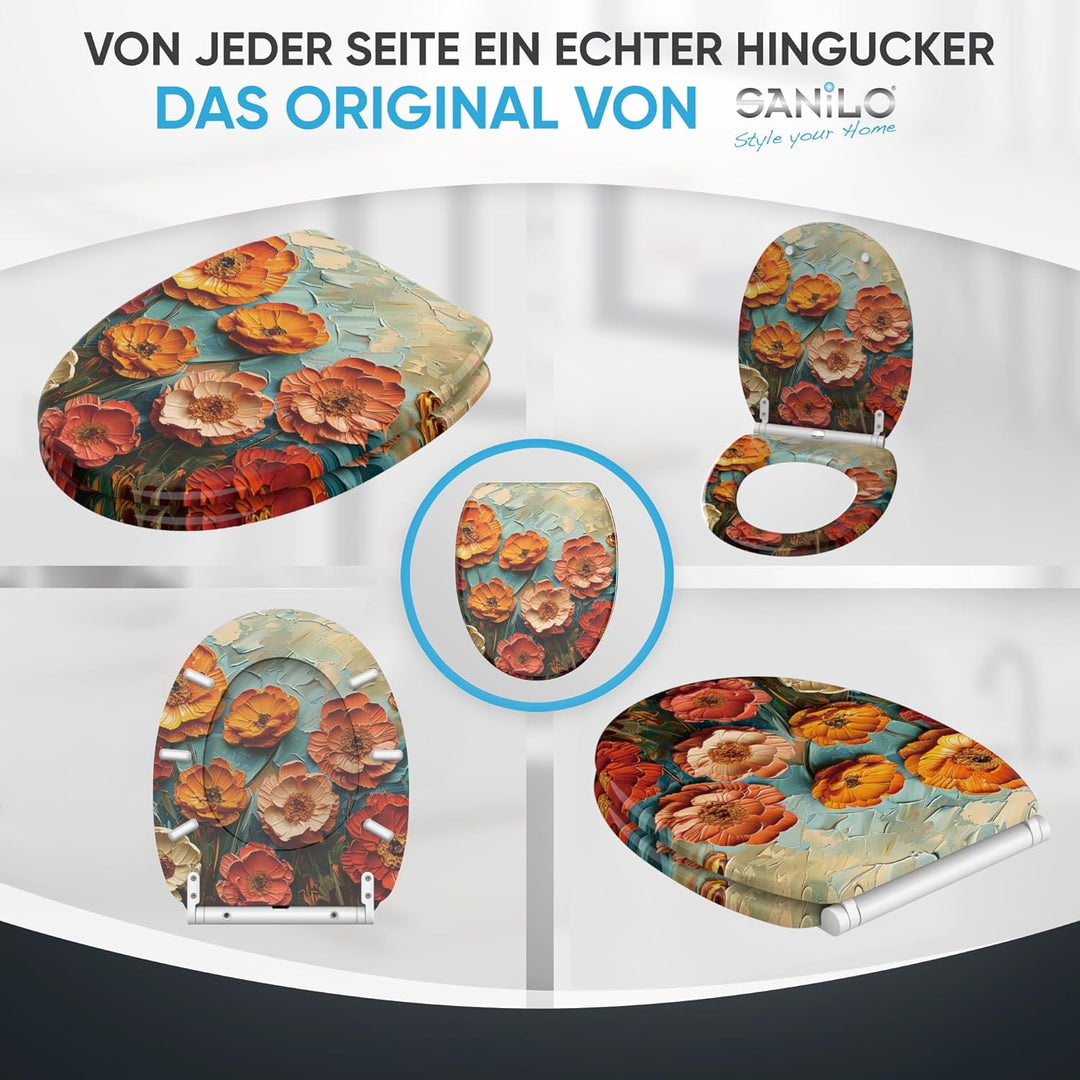 Sanilo WC Sitz mit Absenkautomatik & Schnellverschluss, Toilettendeckel per Knopfdruck abnehmbar, ei