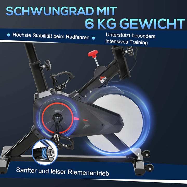 HOMCOM Indoor Cycling Bike Trainer Home Gym Fahrradtrainer Fitnessfahrrad 85 x 46 x 114
