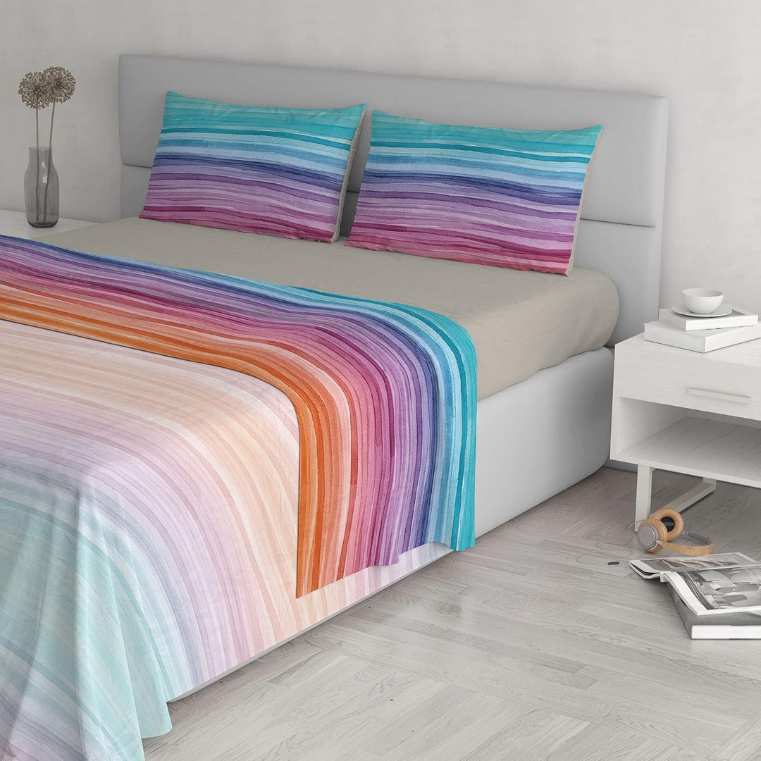 Fantasy Italian Bed Linen Bettwäsche, Rainbow, Doppelte, Mikrofaser, Regenbogen Rainbow Doppelte, Ra