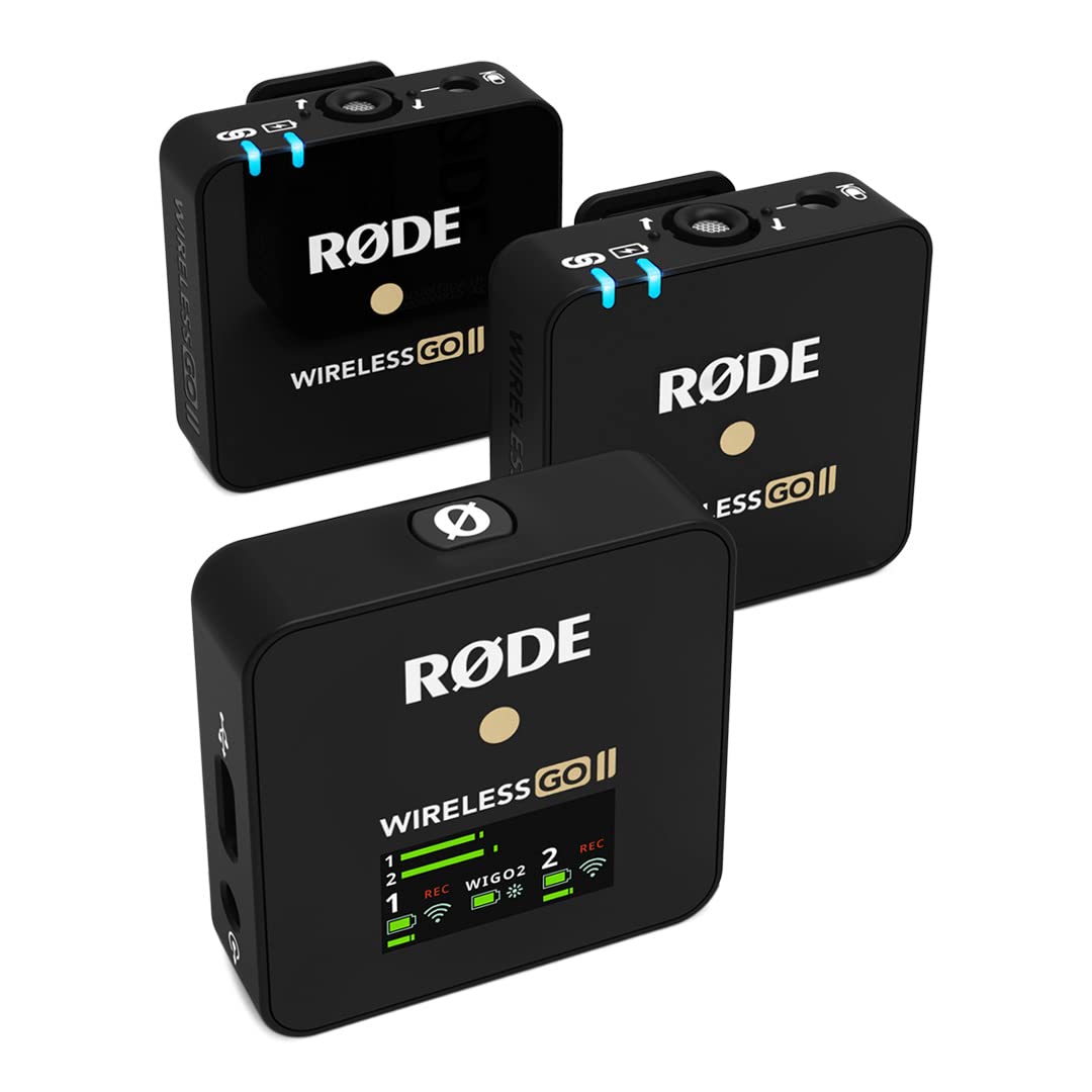 RØDE Wireless GO II Ultrakompaktes Kabelloses Zweikanal-Mikrofonsystem mit eingebauten Mikrofonen, i