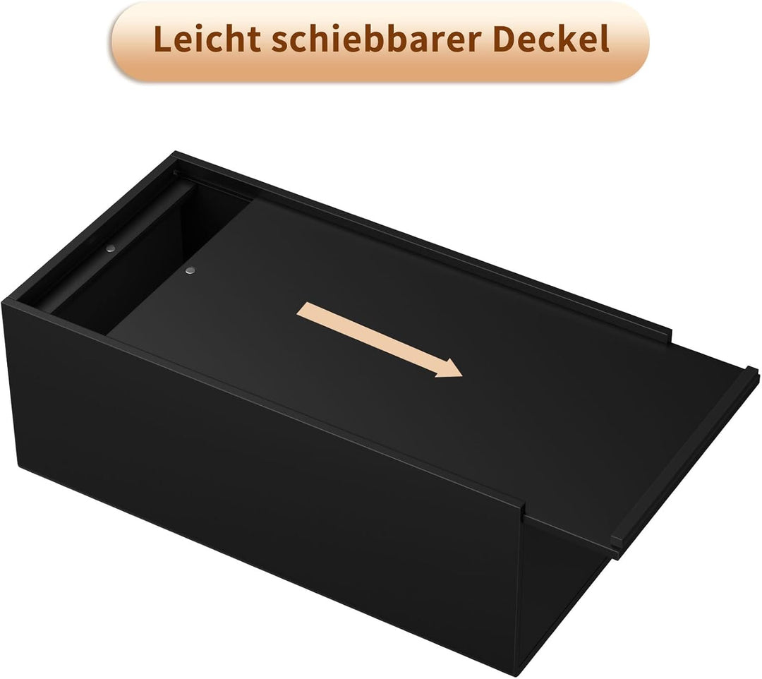 AITEE Acryl Kosmetiktücherbox: 25×13×9 cm Mattschwarz Tücherbox mit Magnetabdeckung für Esszimmer Ba