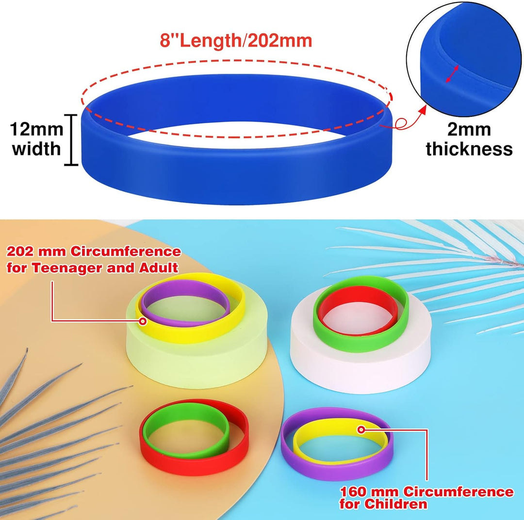 100 Stück Silikon Armbänder, Sport Party Gummi Elastic Armband Grosshandel Bulk-Armband für Kinder E