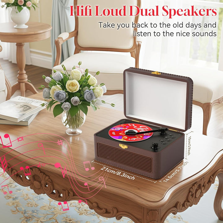 Gueray Tragbarer Bluetooth CD-Player mit Lautsprechern 3600mAh Wiederaufladbarer Vintage CD Spieler