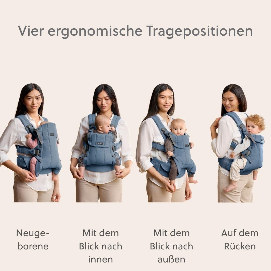 BabyBjörn Babytrage Harmony, Gewebt Melange, Blau Gewebt Melange Blau, Gewebt Melange Blau