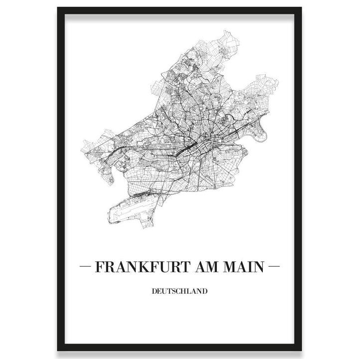 JUNIWORDS Stadtposter, Frankfurt am Main, Wähle eine Grösse, 21 x 30 cm, Poster mit Rahmen, Schrift