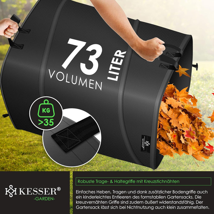 KESSER® Pop-Up-Gartensack 73L Laubsack Gartenabfallsack inkl. Handschuhe | Selbststehend mit Griffen