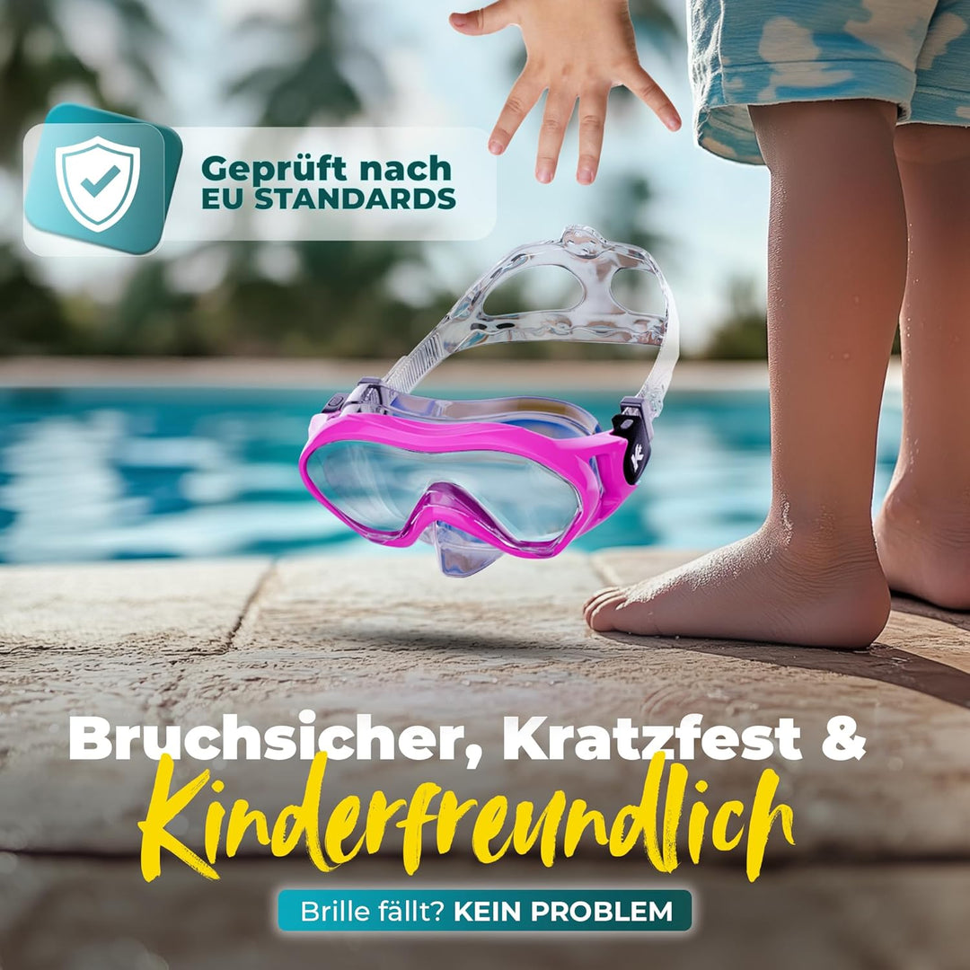 KIDVERSE Taucherbrille Kinder mit Schnorchel ab 5 Jahre - CE & Dermatest geprüfte Taucherbrille mit