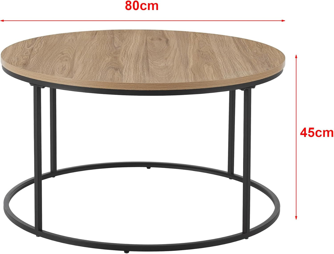 [en.casa] Couchtisch Kuhmoinen 45 x 80 cm Beistelltisch Wohnzimmertisch Sofatisch rund Schwarz/Holzo