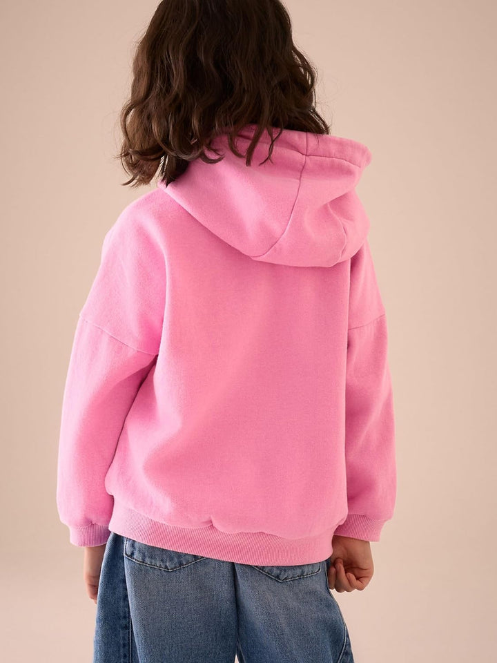 NEXT Mädchen Standard Kapuzenjacke mit durchgehendem Reissverschluss 98 Blush Pink, 98 Blush Pink