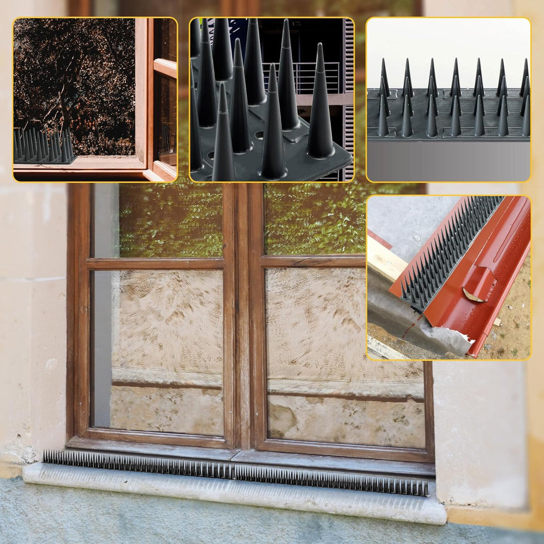 KADAX 48 Stück Vogelabwehr Spikes, Kunststoff, 51x4x3,5 cm, 3-reihig, für Tauben, Katzen, Marder, Za
