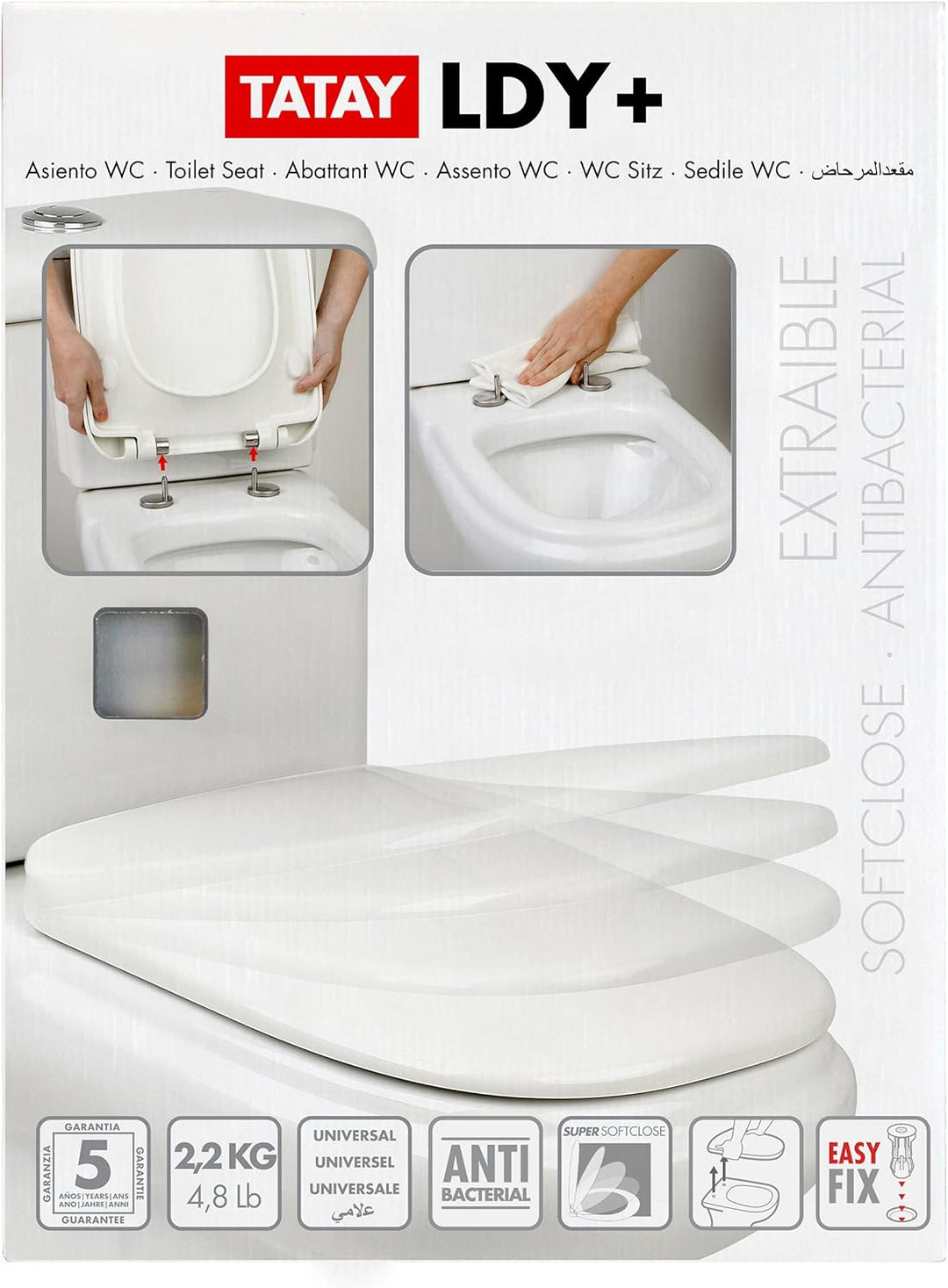 TATAY Toilettendeckel Duroplast kompatibel mit Dama Retro | Absenkautomatik | Schnellverschluss & le