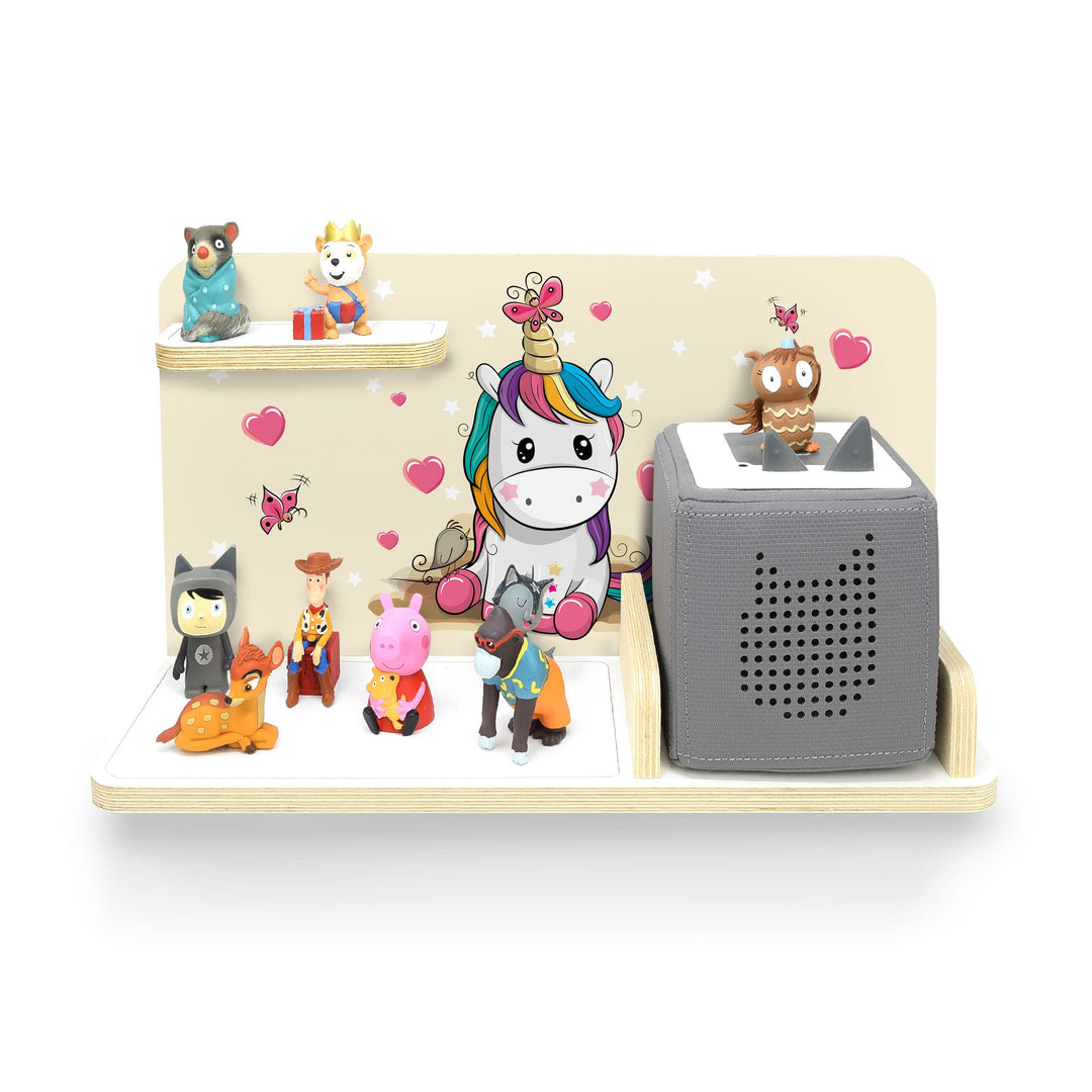 stadtecken® Kinder Regal für Musikbox I Motiv Pony Cool, klein I Geeignet für die Toniebox und ca. 2