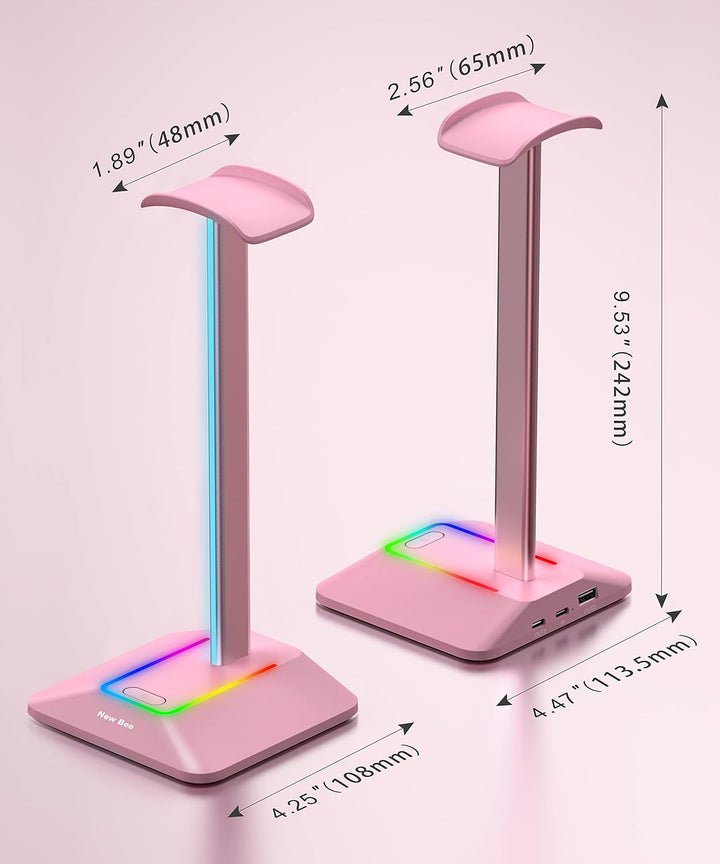 New Bee Kopfhörer Ständer RGB Headset Halterung mit USB Typ-C Ladegeräten und Datenübertragung Unive